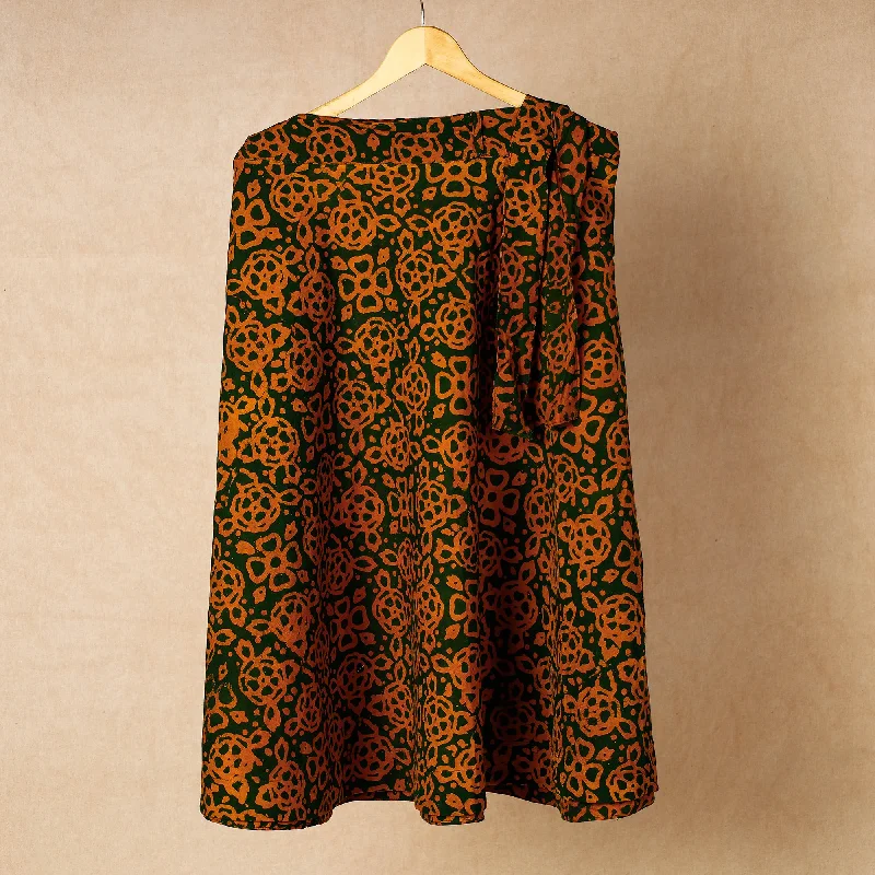 Green - Hand Batik Printed Cotton Wrap Around Skirt