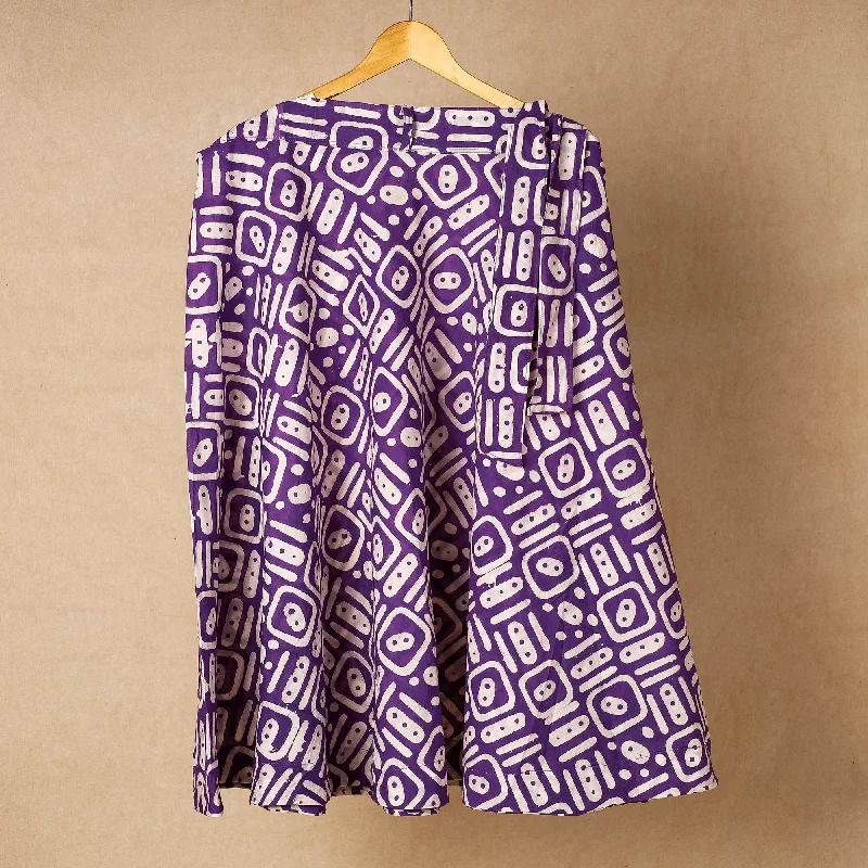 Purple - Hand Batik Printed Cotton Wrap Around Skirt