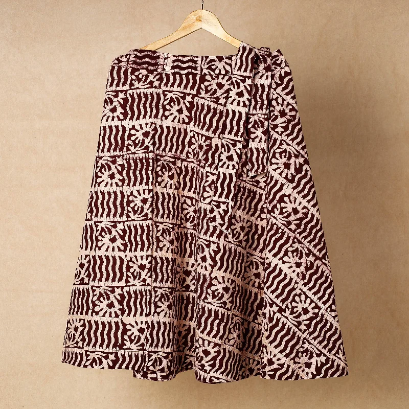 Maroon - Hand Batik Printing Cotton Wrap Around Skirt