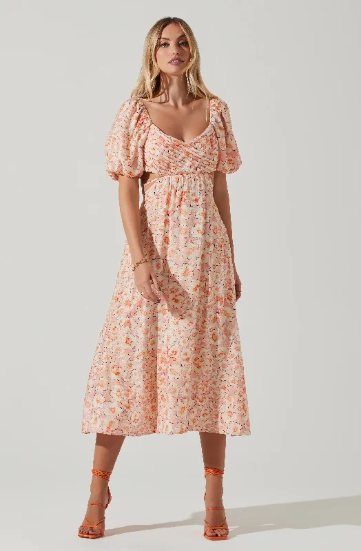 Talina Floral Cutout Midi Dress