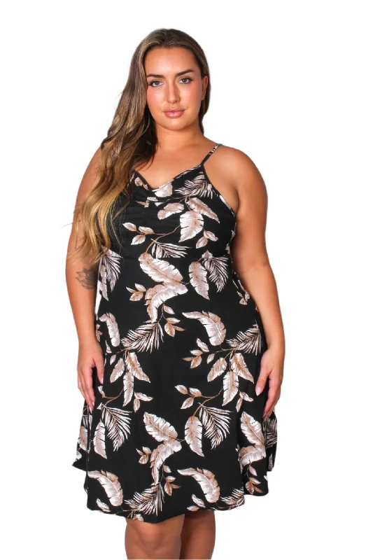 Women's Plus Sleeveless Spaghetti Strap Floral Mini Dress