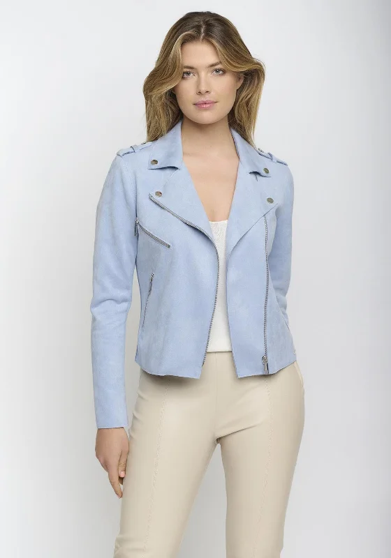 Rino & Pelle Balou Faux Suede Biker Jacket, Light Blue