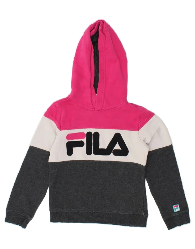 FILA Girls Graphic Hoodie Jumper 11-12 Years Multicoloured Colourblock