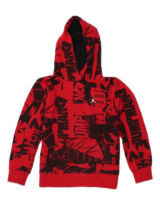 JORDAN Boys Graphic Hoodie Jumper 10-11 Years Medium  Red Cotton