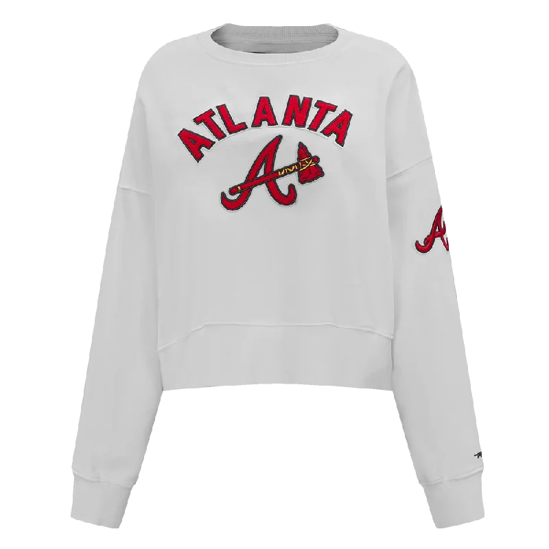 MLB ATLANTA BRAVES CLASSIC WOMEN'S CREWNECK (WHITE)