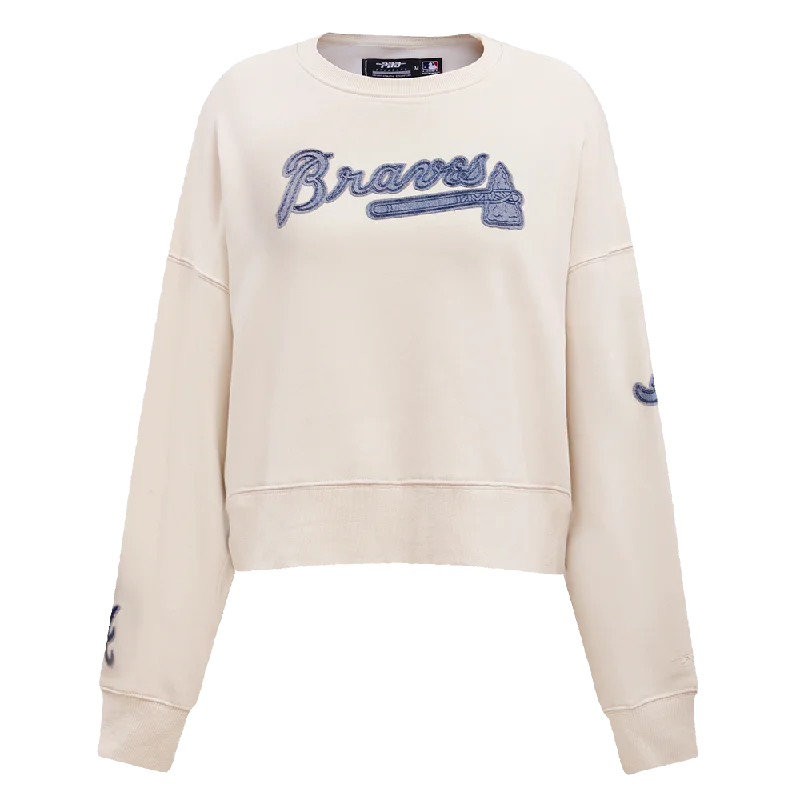 MLB ATLANTA BRAVES VARSITY BLUES WOMEN'S CREWNECK (LINEN)