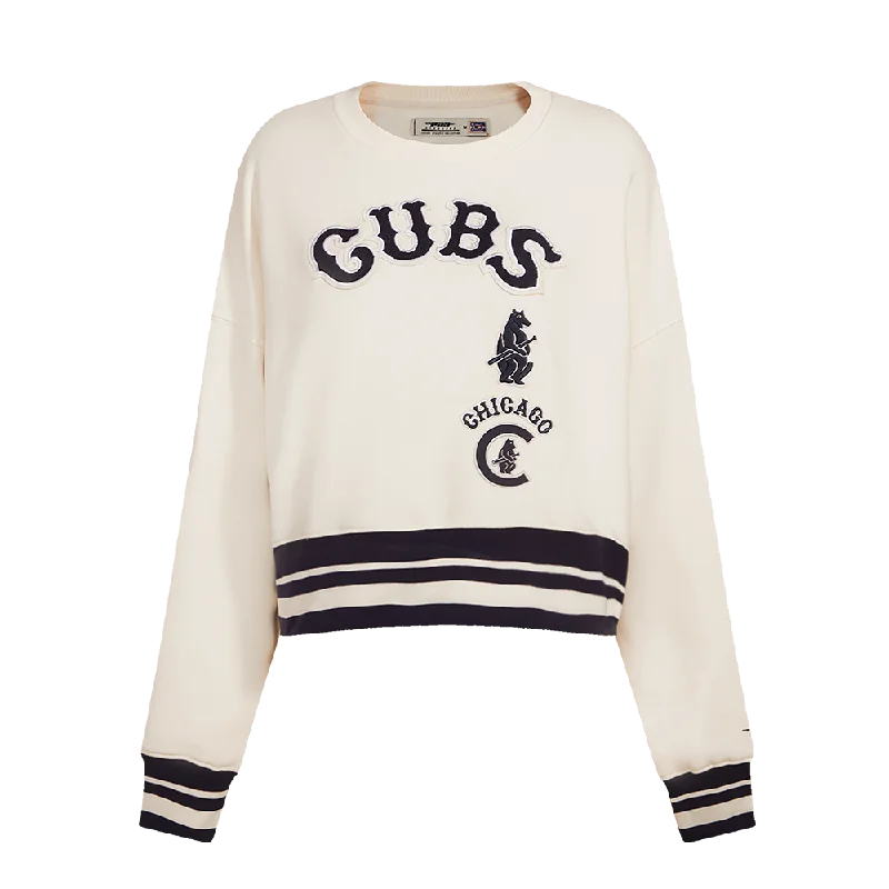 MLB CHICAGO CUBS RETRO CLASSIC WOMEN'S RIB CREWNECK (EGGSHELL/ MIDNIGHT NAVY)