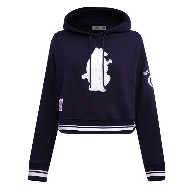 MLB CHICAGO CUBS RETRO CLASSIC WOMEN'S CROPPED PO HOODIE (MIDNIGHT NAVY)