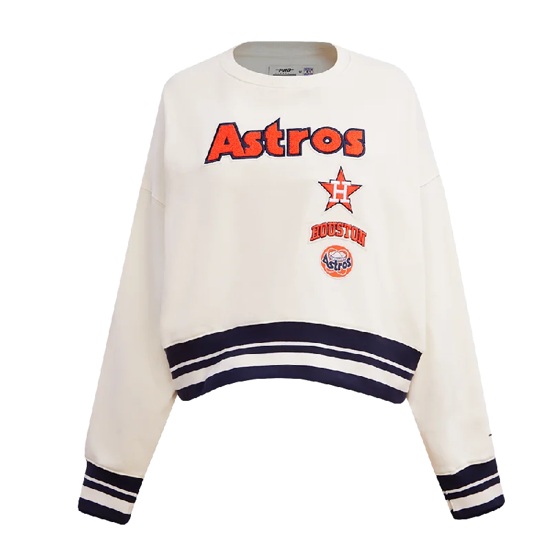 MLB HOUSTON ASTROS RETRO CLASSIC WOMEN'S FLC CREWNECK (EGGSHELL/ MIDNIGHT NAVY)