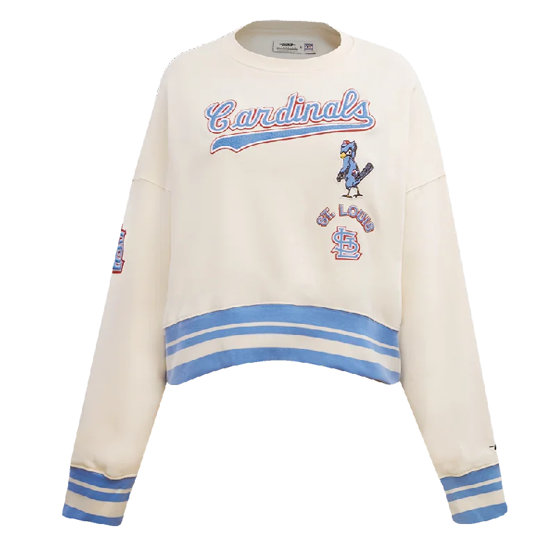 MLB ST. LOUIS CARDINALS RETRO CLASSIC WOMEN'S CREWNECK (EGGSHELL/ UNIVERSITY BLUE)