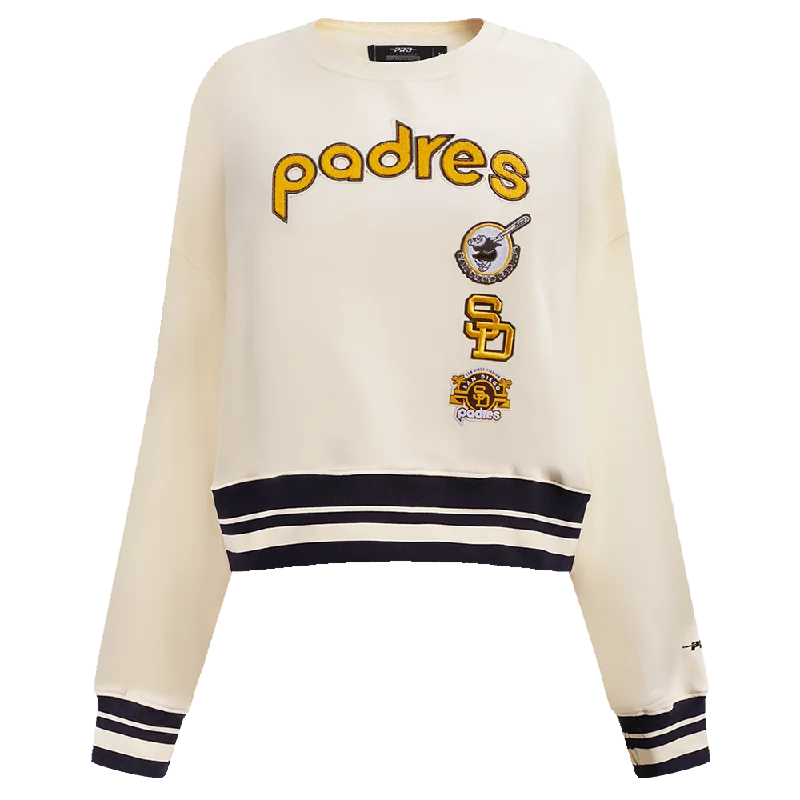 MLB SAN DIEGO PADRES RETRO CLASSIC WOMEN'S RIB CREWNECK (EGGSHELL/ BLACK)