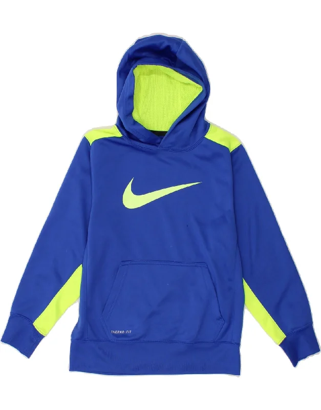 NIKE Boys Therma-Fit Graphic Hoodie Jumper 10-11 Years Medium  Blue