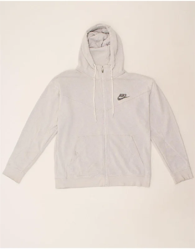 NIKE Mens Zip Hoodie Sweater Medium Grey Cotton