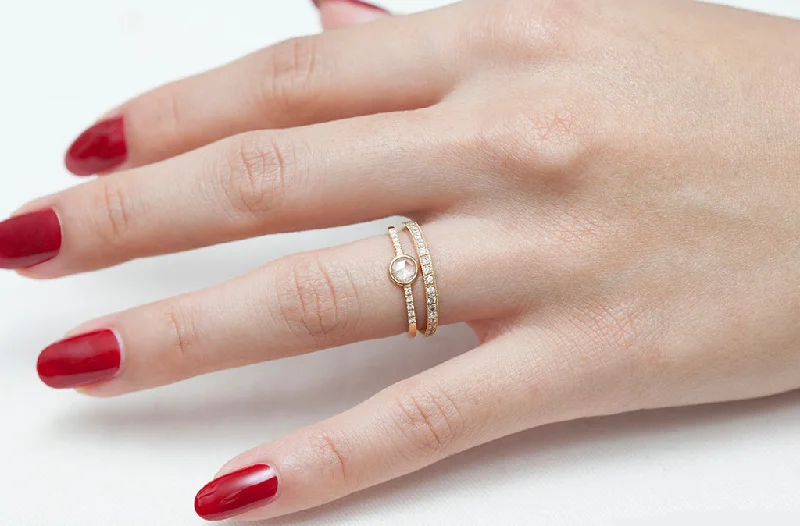 Seasonal Jewelry Sale – Upgrade Your Style Today 0.30ct Round White Rose-cut Diamond & Yellow Gold Pavé Wire Ring