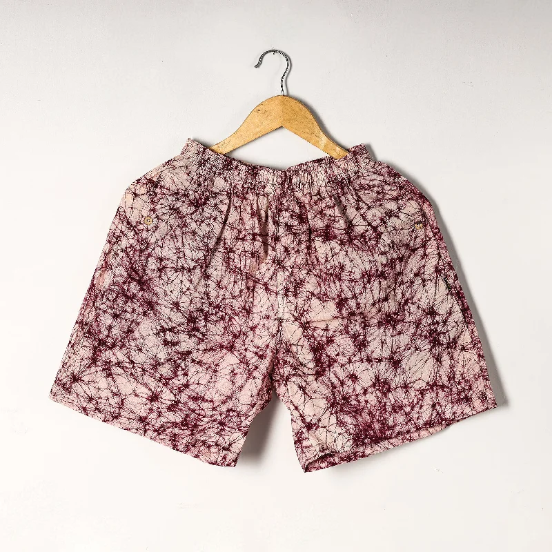 Maroon - Hand Batik Printed Cotton Unisex Boxer/Shorts