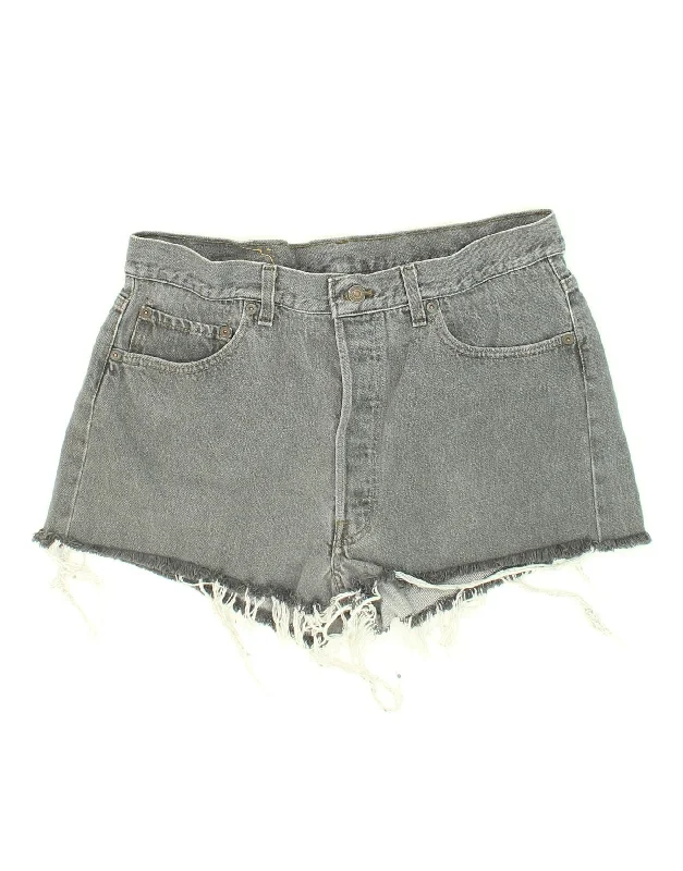 LEVI'S Womens Vintage Denim Shorts W34 Large Grey Cotton