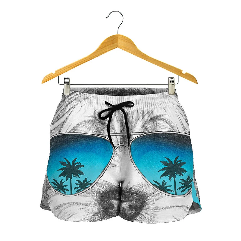 Yorkshire Terrier With Sunglasses Print Women's Shorts