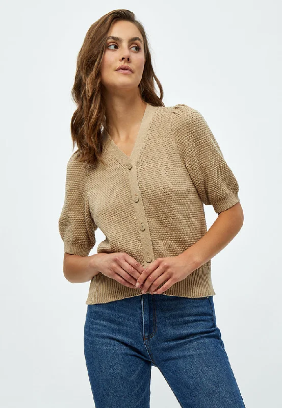 PCDestina Puff Knit Cardigan - Dark Sand