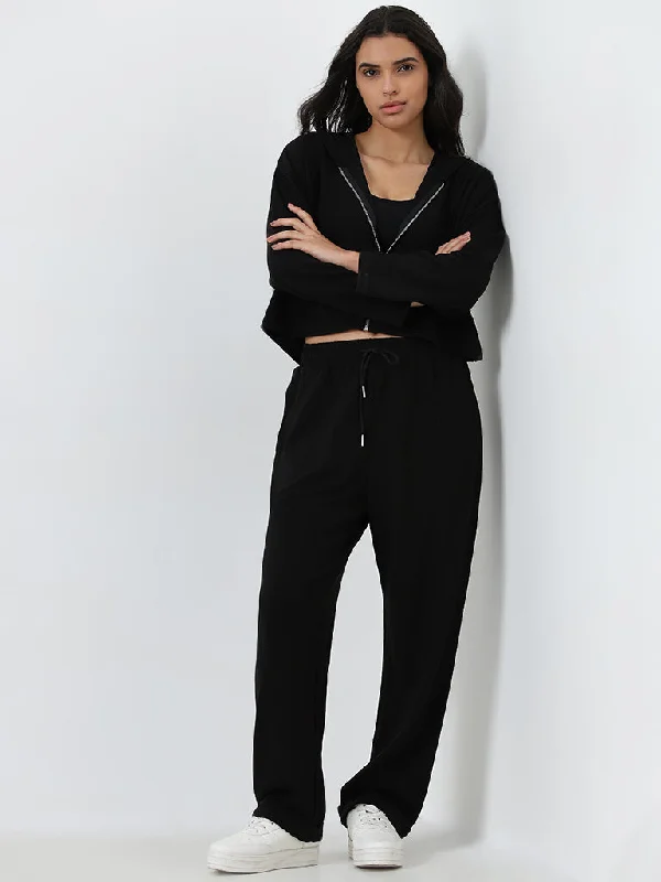 LOV Black Solid High-Rise Trousers Women's Premium Blazer