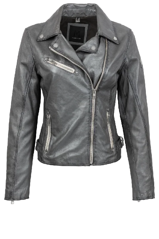 Mauritius Sofia Gunmetal Lamb Leather Jacket Women's Trendy Jacket