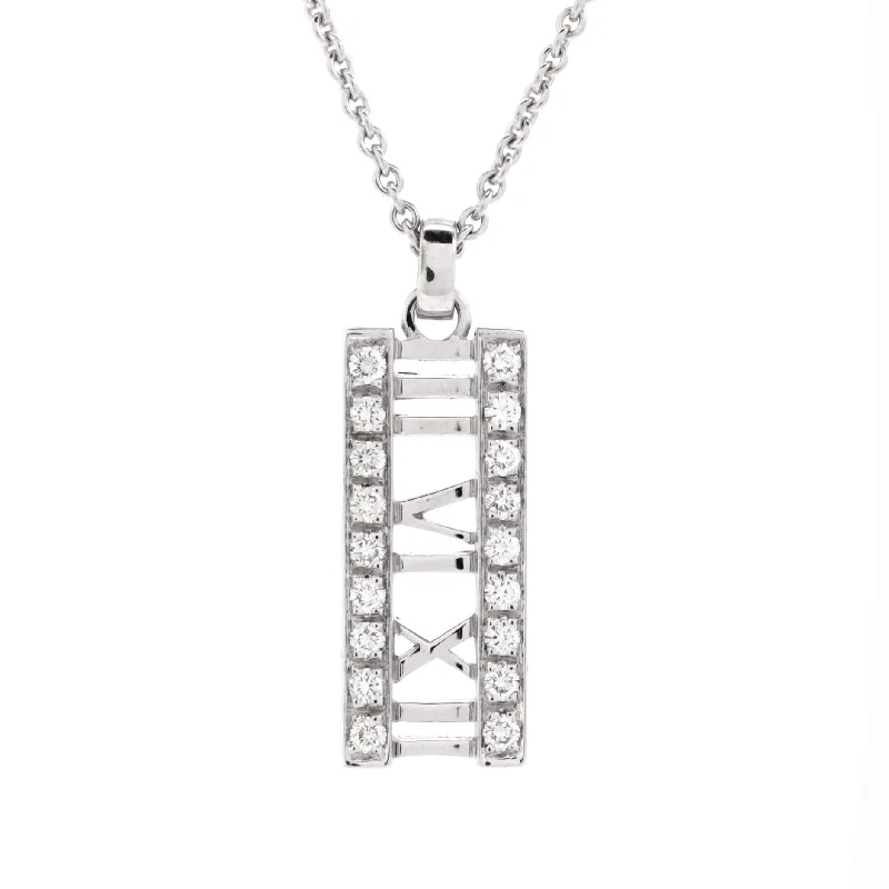 Timeless Elegance At Unbelievable Discounts Atlas Open Bar Pendant Necklace 18K White Gold with Diamonds