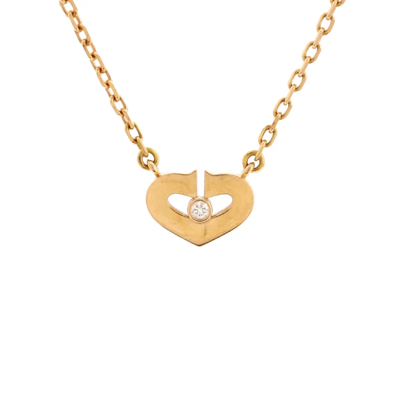 Jewelry Clearance Sale – Final Reductions C Heart de Cartier Pendant Necklace 18K Rose Gold with Diamond XS